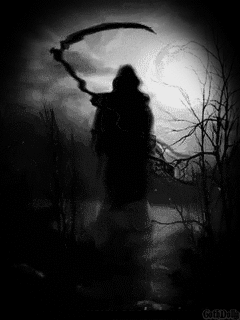 gothdollysedits:  … death is often given the name the “Grim Reaper” and from the 15th century onwards came to be shown as a skeletal figure carrying a large scythe and clothed in a hooded, black cloak.  The nickname Angel of Death, stemming from