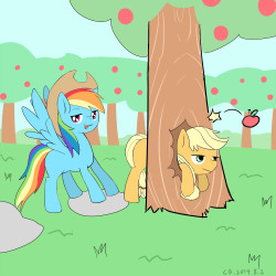 hanako-best-cold:  Rainbow dash  with  Apple jack  and we know what will happen &lt;3  X3 Awwye