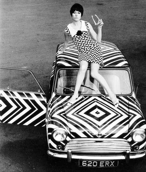 1960s mod abstract geometric patterns black and white