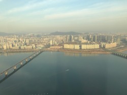 Seoul, South Korea from atop the Hanwha 63 Square in Yeouido