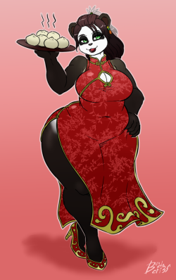 bendacriss:Cute Pandaren girl I was commissioned to draw, bringing you food. &lt;3 