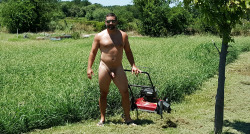 dadchaser63:  …Dad mowing the grass on a hot day, …Dad says when you live in a rural area, you can be naked…