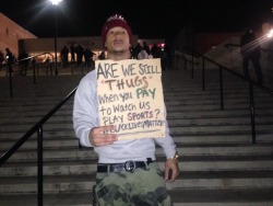 jasnojutsu:  University of Maryland wide receiver Deon Long supporting tonight’s die in which took place outside of UMD’s Xfinity Center right before the Maryland vs University of Virginia basketball game. Students gathered on the steps protesting
