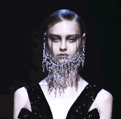 vilenawrightfashion:  Armani Prive 2013  My first thoughts were &ldquo;Shit that&rsquo;s a cool ass beard. I wanna do that. Where do I get the stuff for that?&rdquo; And then I saw it was a veil And I still wanna have a blinged out beard.