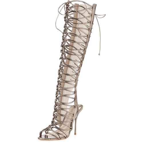 knee high lace up heel boots