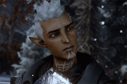 thereluctantinquisitor:  Varric: So, elf. How’s the cold treating you? Fenris: Better than expected, but I doubt I will miss it. Varric: Right. Now, feel free to correct me if I’m wrong, but I heard someone went through a lot of firewood last night.