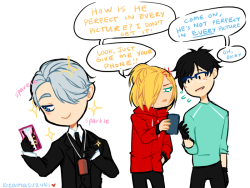 yaoionice:  princeorcachan:  victor is that friend that looks good in every picture  I’m crying this is perfection lmao 