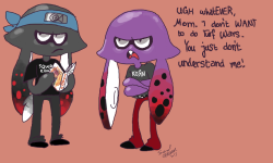 rayomz:  i was thinking about inkling life cycles and inklings dont get 100% humanoid until theyre 14, which means 12 year old squid kids are still squids   rofl XD
