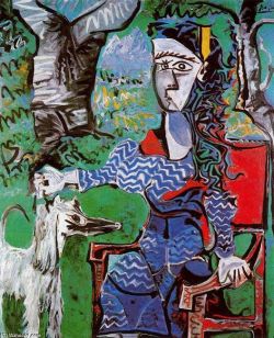 topcat77:  Woman with dog under a tree  Pablo Picasso 