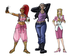 coelasquid:  Folks were digging the casual Friday garb I put these Zelda ladies in for this week’s MGDMT so here’s some full body versions. Zelda is unabashedly inspired by volantedesign‘s Princess Zelda prototype (mostly the long shirt/bolero combo).