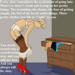 iwearherpanties: smoothheather: True. I so remember.  It was my mothers lingerie door, my sisters worn panties in a hamper and my aunt’s beautiful nylon panties from their hamper.  It all started at 8 years old.  I had my first dry orgasm in my aunts