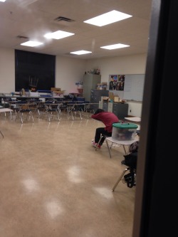 drwhoconfusesme:So this kid fell asleep during class and he’s still there after school so we decided to play a prank on him