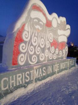 Tonight we went to Christmas in Ice in North Pole Alaska next to the Santa Claus house:) We enjoyed it, but didn&rsquo;t stay too long. It was about -35*F, and my legs were turning splotchy red and purple from the cold. But we enjoyed it and loved seeing