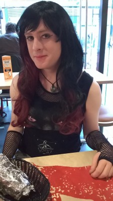 fathernight:  supersteamkitty:Another recent photo of me taken during a day trip to a city local to me. The city wasn’t one I’d been to as a girl before so I was a little more nervous. I was going shopping with a friend (and then potentially meeting