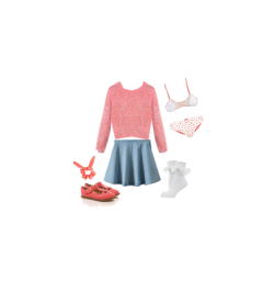 nymphetfashion:  Sweater, Skirt, Socks, Scrunchie, Bra, Breifs &amp; Shoes