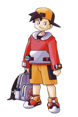 hirespokemon:circa 1997, The main protagonist of Pokémon Gold and Silver by Ken Sugimori, official art for Pokémon Gold and Silver. Scanned and enhanced. 