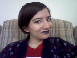 my resolutions for 2015 include keep wearing blue lipstick, don&rsquo;t be afraid to draw your wings bigger, and actually get some contacts to show off this great look.
