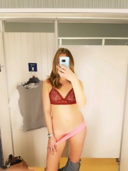 i meant to post the rest of the changing room set earlier this week, sorry!  my favorite is, in the last pic, where my hard nipple is pressed against my bra.  i think it looks so sexy!