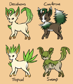 actualleafeon:  I drew some leafeon variations because I love leafeon too much.
