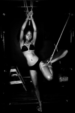 stark-arts:  stark-arts:  skinny ebony model in rope and partial suspension  never sure what will make a certain images get popular here but thanks for the love…. 