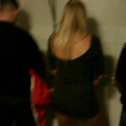 urinalchicks:  blurry but she pisses right in the mens pisser