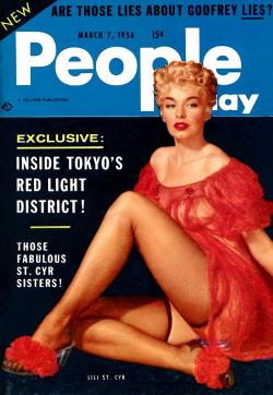Lili St. Cyr adorns the cover of this March 7 - 1956 issue of ‘People Today’ magazine; a popular 50’s-era Men’s Pocket Digest..