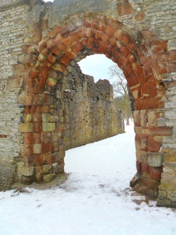 vwcampervan-aldridge:  Archway in the snow at the ruins of Dudley Priory, Dudley, England All Original Photography by http://vwcampervan-aldridge.tumblr.com 