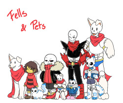 owosa:  FELLS &amp; PETS MasterpostThe biggest dorks of them all. When I started with the idea of the pets, Pupyrus was the first one to be born. Since the beginning he was made to be uf!Sans’s pet, and since I love the headcanon of uf!Papyrus being