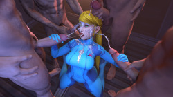 secazz:A bukkake request featuring Samus Aran. I might have gone overboard with the cum meshes but I like these types of things in an exaggerated fashion. It was really fun to make but a pain in the ass to edit.Higher Resolution