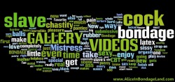 mistressaliceinbondageland:  Word cloud of my fetish stories at http://www.aliceinbondageland.com Come join us on our mission to put FUN back into FemDom movies!!! 