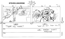From Storyboard Artist Raven M. Molisee:  Lars’s traumatic Tiger Millionaire experience… in storyboard form!  Drawn by me!