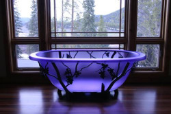 armindoc: sixpenceee: Frosted purple glass bathtub. From here  I’m a shower person 🙄 this makes me want to take a bubble bath 🛀 gorgeous  