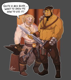bavarii: This has been without a doubt one of my favourite commissions this year, @kupo-klein and @deadpixelplague had the idea to let their Katu the Orc and Droxin the Barbarian meet up and have some fun! Much to Droxin’s sursprise, Katu is actually