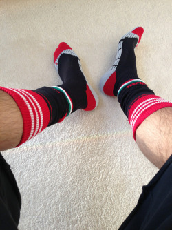 rugbysocklad:  My AC Milan socks  Very hot as always boss ;-))