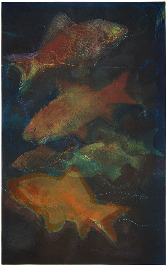 David Thomas “Five Fishes” 2014 Paperlitho silkcreen (Manhatttan Graphics Center ) 