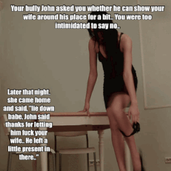 i-own-you-and-your-girl:  You stuck your tongue out like a pathetic beta cuckold, and taste your bully’s cum for the first time..