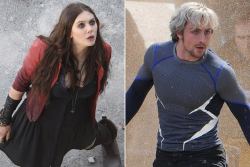 fyeahsuperheroes:  comicsforever:  First Look: Elizabeth Olsen and Aaron Taylor-Johnson As The Scarlet Witch and Quicksilver On The Set Of Avengers: Age of Ultron // by Variety (2014)  Avengers Quicksilver &gt; X-men Quicksilver