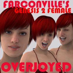 farconville is at it again with a new set of expressions for your G2F characters! Overjoyed  with happiness.  THIS IS OVERJOYED expressions FOR G2F. Special facial  expressions meticulously made for the Female Genesis 2, ready to be used  with this charac