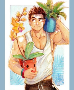 raymondoart:Plant daddy (+ brief steps)  I LOVE plants! Do you, and if so, whats your favorite flowering and non flowering plant? I’ll let you know mine in the next piece. Watercolor piece no.12, this was a whole lotta fun and super enjoyable that I