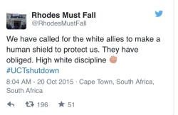 sapphiredoves:  Dear White People,  THIS is how you ally. THIS is how you use your privilege to help us. THIS is how you earn our respect. The White college students in Cape Town, South Africa knew the police would not shoot or harm them so they created