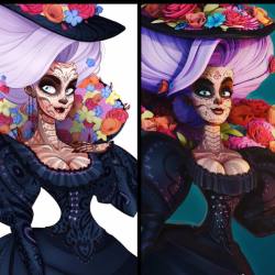 Here is a quick side to side between the Character design and the Final Model of La Muertr Victoriana 