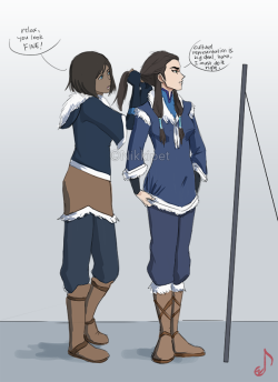 nikkipet:  I got a couple of suggestions with Korra and Kuvira switching clothes but I thought I should do this too :))   &lt;3 &lt;3 &lt;3