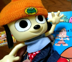 This is an image of an official collectible doll of Parappa the Rapper, settling, once and for all, the question: &ldquo;Does Parappa wear boxers or briefs?&rdquo;