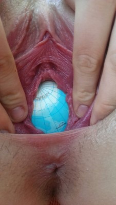 selenestretchingpussy:  9Â cm ball in my beautiful pussy! Filled at insanely good!!