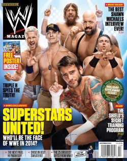 cmpunkarmy:  WWE December 2013 Magazine.  Cool magazine cover! CM Punk has the hottest pic of them all. Also don&rsquo;t ever do that face again Miz&hellip; 
