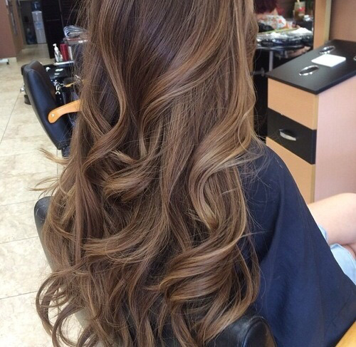 Honey brown hair with blonde highlights