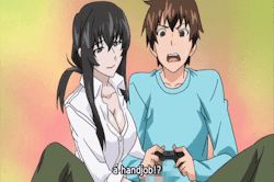 naughtynaughtyanime:  hive-san:  “Wow. I think I like this joystick better. Come now, dear. I hope I’m not distracting you from the game. That would be very rude of me.”  Raise the hand of those who dislike the idea of being lead into it by a milf