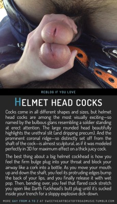 sweetheartbeatoffroadmusic:  HELMET HEAD COCKS. Find your thing: Gay From A to Z, view the full index alphabetically or by category, or check out my blog. Image source here.