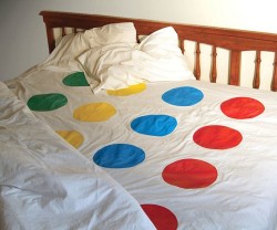 awesomeshityoucanbuy:Twister Bed SheetsTurn bedtime into playtime with the twister bed sheets. The sheets gloriously transform your mattress into a naughty full size twister play mat so you can enjoy this classic game the way it was truly meant to be