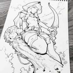 reiquintero:That Archer from Dragons Crown! shameless Fanime Commission, hope you like it! 🐝🔥 #archer #dragonscrown #game #ink #traditonal #art #anime #manga #cute #petitegirl #woods #badass  (at Pasadena, California) &lt;3 &lt;3 &lt;3
